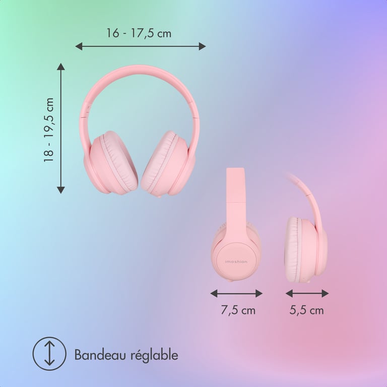 imoshion Casque sans fil pour enfants LED Limiteur de décibels Avec câble AUX / Yellow Neuf - vue 3