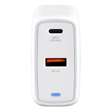 Chargeur secteur mural UE double USB universel PowerPort Speed+ Charge Rapide 45W (QC 4+/Power Delivery), Blanc