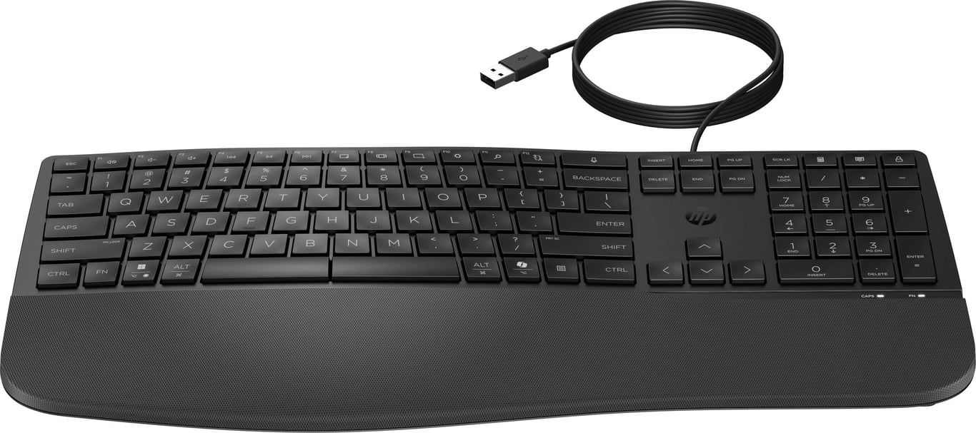 Clavier Filaire HP 480 Comfort 8T6M1AA#ABB – QWERTY, Pavé Numérique, Repose-Poignet - vue 4