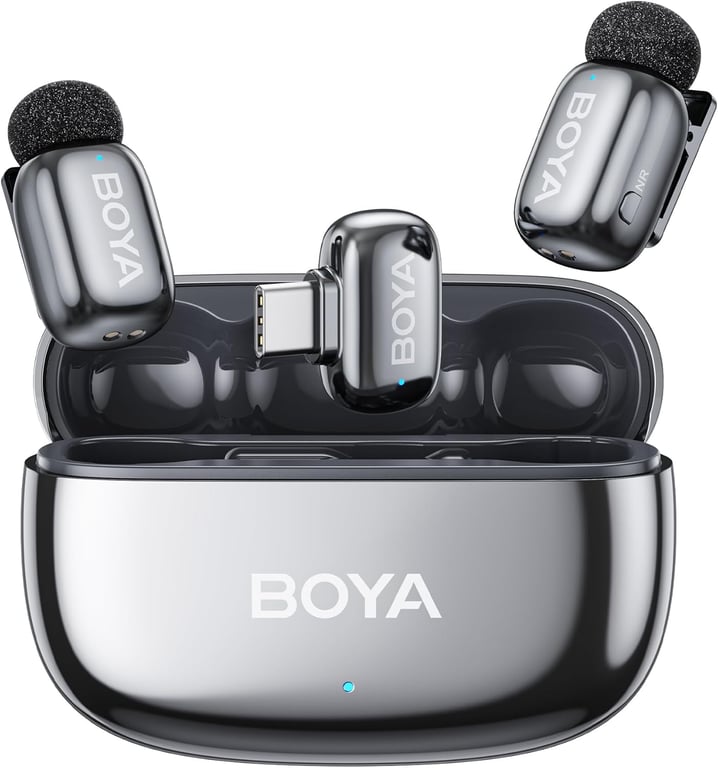 Microphone Sans Fil Boya Mini 2 – USB-C, 24 bits, 48 kHz, 2 Émetteurs, Contrôle App