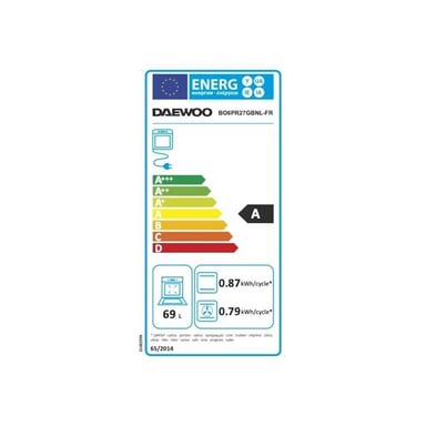 Four encastrable Daewoo BO6PR27GBNL 69 L Chaleur tournante Pyrolyse Porte froide Noir