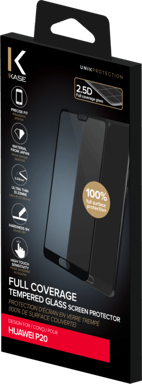 Protector de pantalla de cristal templado (100% cobertura de superficie) para Huawei P20, Negro