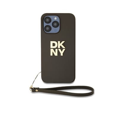 Custodia per Apple iPhone 15 Pro con logo metallizzato e cinturino da polso