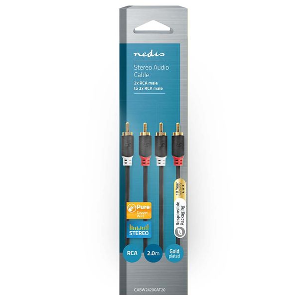 Nedis CABW24200AT20 câble audio 2 2 x RCA Neuf - vue 3