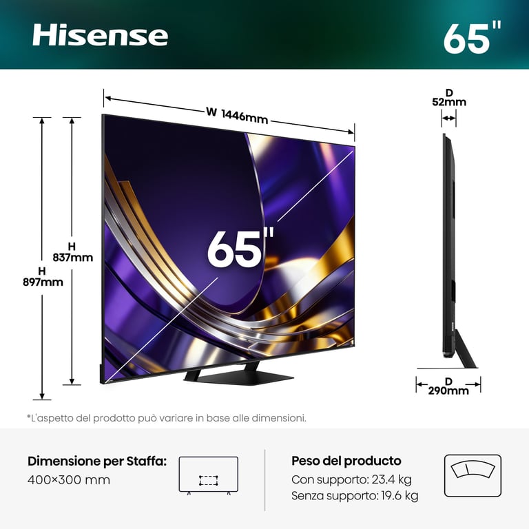 TV Hisense 65U7S PRO 2026 65 Mini LED PRO Hi QLED UHD 4K - vue 6