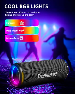 Tronsmart T7 Lite Altavoz Bluetooth 5.3, 30W Altavoz Potente Portátil con Luz LED de Color, Impermeable IPX7, Sonido Estéreo, Control de la App, Apoya TF, SD, para Fiestas, Exterior