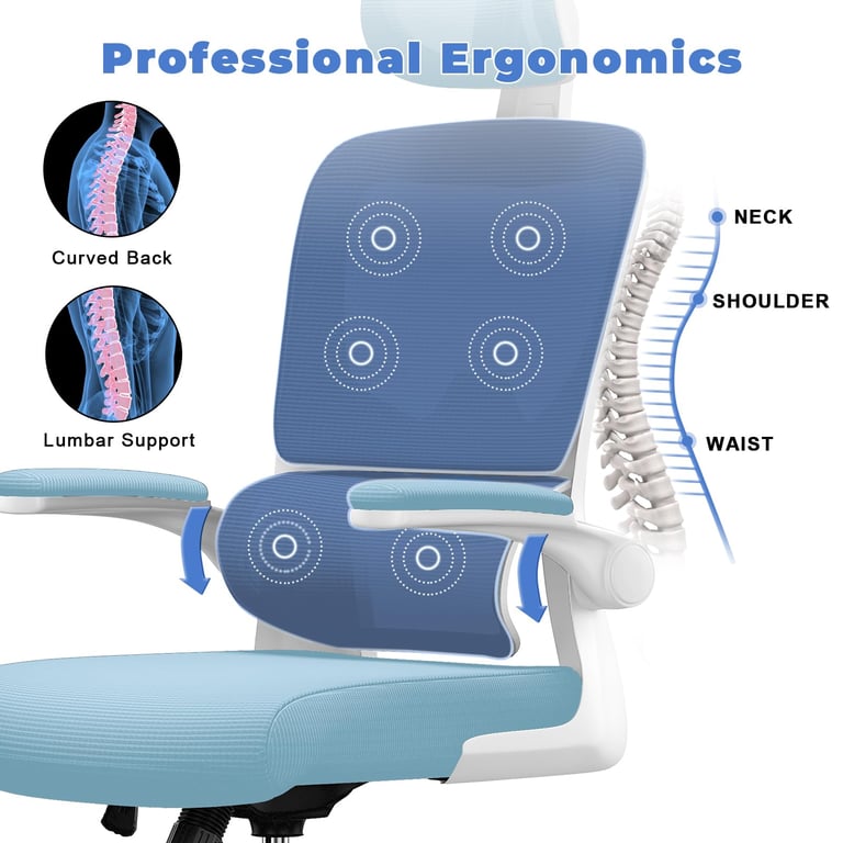 Chaise d'ordinateur pivotante avec fonction de basculement pour le bureau à domicile Neuf - vue 9