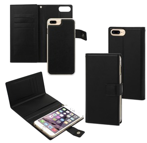 Etui Magnet Wallet Noir Pour Apple Iphone 7 Plus / 6+ / 6S+