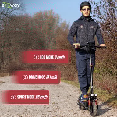 Trottinette électrique EBOOST GO – 50 km d'autonomie, vitesse max 25 km/h, roues 10 pouces offroad