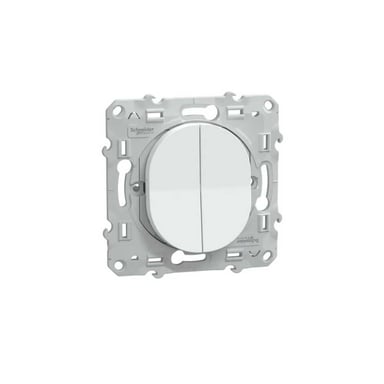 Mécanisme double va et vient SCHNEIDER ELECTRIC OVALIS 10AX S320214 deux bascules ovales profil bas Blanc