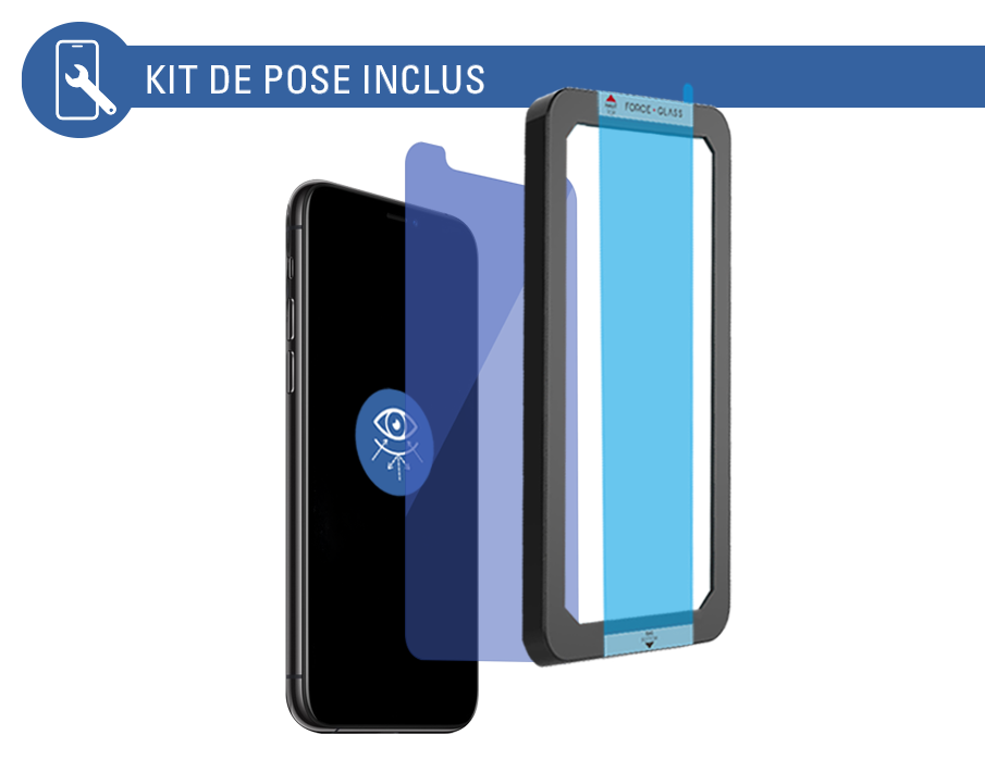 Protection Ecran verre trempé & anti lumière bleue 100% pour iPhone X/XS &  11 Pro