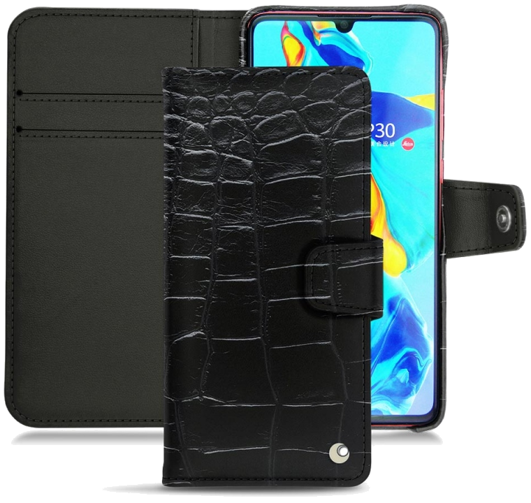 Housse cuir Huawei P30 - Rabat horizontal portefeuilleNoir