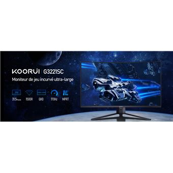 Ecran 31 5'' marque Koorui G3221SC 2560x1440 VA 170Hz 3000:1 1ms 300cdm² 2xHDMI Displayport AO VESA HDR 10 VESA 100x100 Pied fixe Inclinable Coloris - vue 4