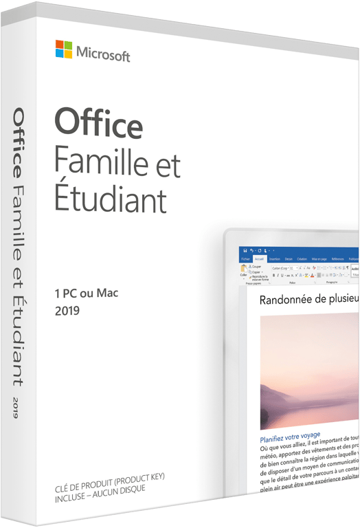Office Famille et Etudiant 2019 1 PC ou Mac