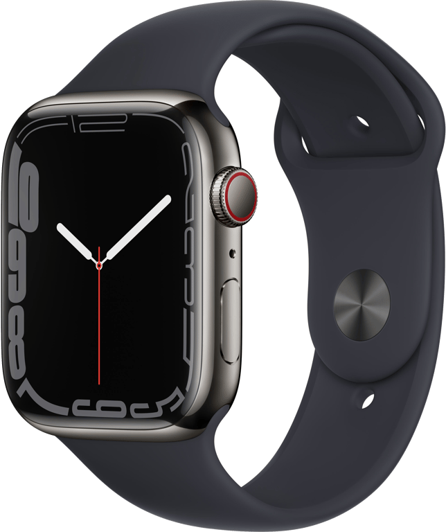 Watch Series 7 (GPS) Boîtier en Acier Inoxydable Graphite de 45 mm, Bracelet Sport Minuit