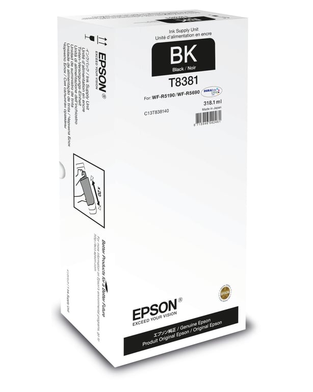 Recharge dencre EPSON T8381 318.1 ml pour WorkForce Pro WF R5190 WF R5690 - vue 4