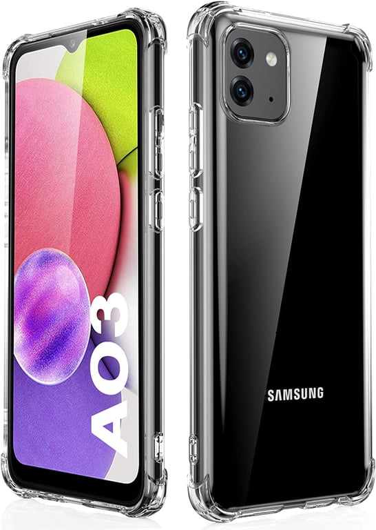 Coque Silicone Transparente + 2 Verres Trempés Pour Samsung Galaxy A03 4G - Neuf, Garantie 1 Mois