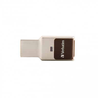 Verbatim FingerPrint Secure - Unidad USB 3.0 de 32 GB cifrada con reconocimiento de huellas dactilares - Marrón/Plata