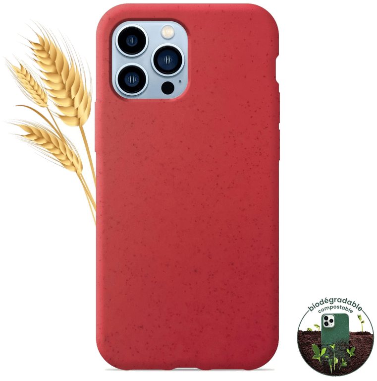 Coque silicone unie compatible Biodégradable Rouge Apple iPhone 13 Pro