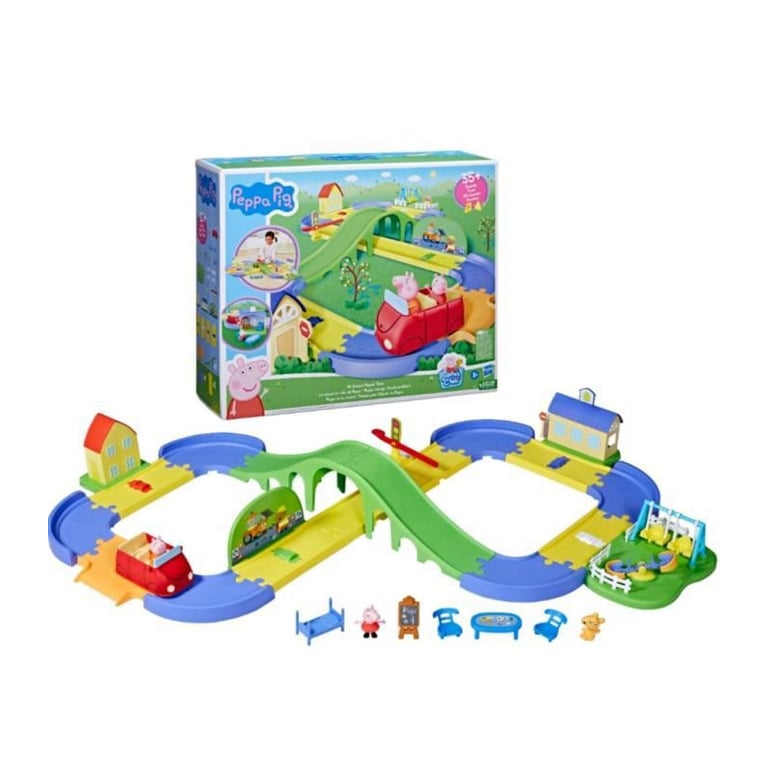 Peppa Pig Le circuit en ville de Peppa avec route modulable, inclut véhicule et 1 figurine, +35 sons, a partir de 3 ans - Neuf