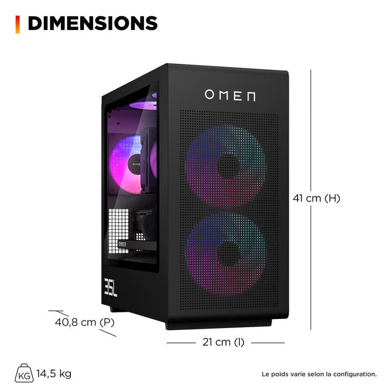 HP OMEN 35L Gaming Desktop GT16-1012nf PC AMD Ryzen™ 9 9900X3D 64 Go DDR5-SDRAM 4 To SSD NVIDIA GeForce RTX 5080 Windows 11 Home Tower Noir - Neuf