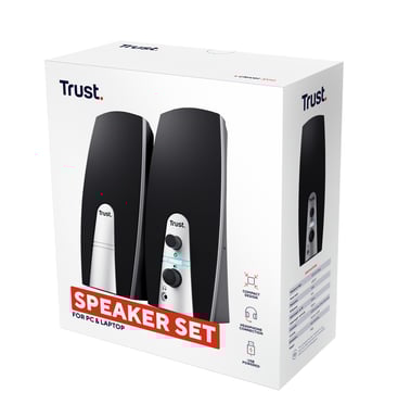 Trust 24660 set d'enceintes 5 W PC/ordinateur portable Noir, Métallique 2.0 canaux