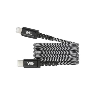 WE Cavo da USB-C a Lightning da 1 m con ricarica rapida Power Delivery per iPhone 11/11 Pro/XS/XR/X/8, iPad Mini 5, iPad Air 2019 in nylon - Nero