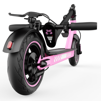 Monopattino elettrico pieghevole HiQiS D9, batteria da 36 V 10,5 Ah, pneumatici pieni da 10'' - rosa