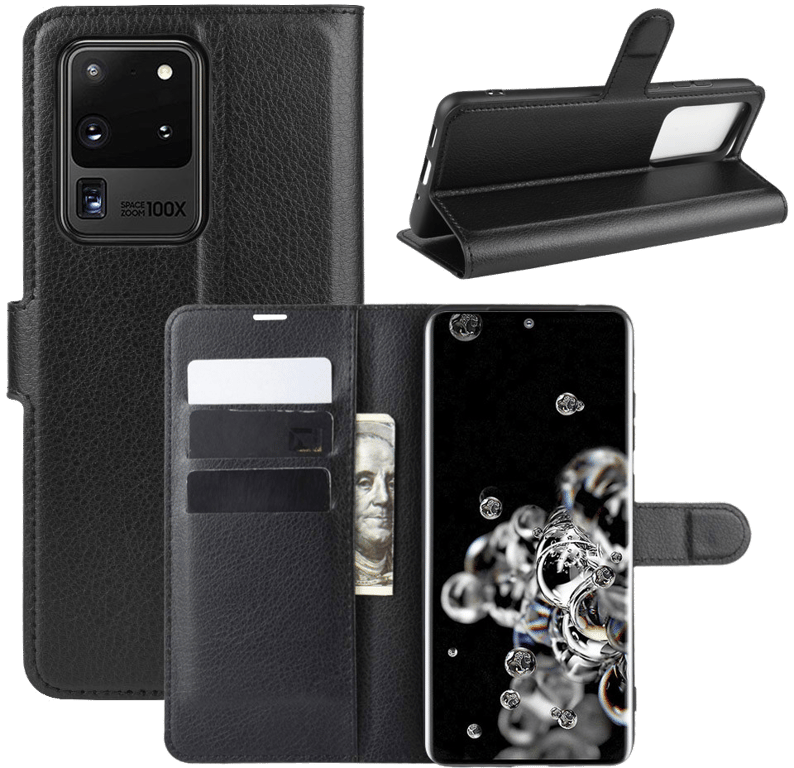 Coque Portefeuille pour SAMSUNG Galaxy S20 Ultra Simili-cuir Rabat Protection (NOIR)