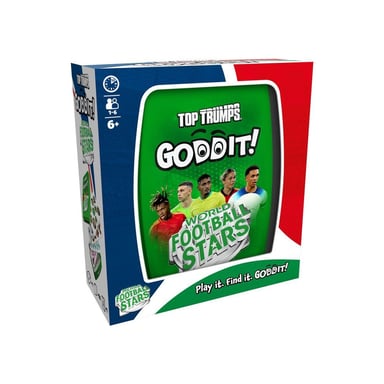 Jeu de cartes puzzle Winning Moves GODDIT! World Football Stars 55 défis 1 à 6 joueurs dès 6 ans Boîte métal verte