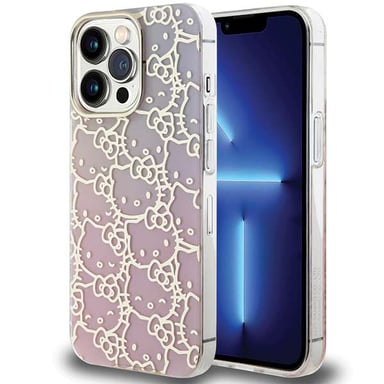 Custodia Hello Kitty per iPhone 15 Pro 6.1'' rosa Custodia rigida IML Gradient Electrop Crowded Kitty Head