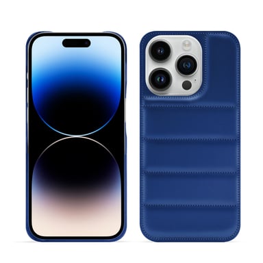 Coque matelassée Apple iPhone 15 Pro -  - Bleu - Cuir lisse
