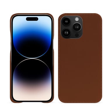 Coque cuir Apple iPhone 15 Pro Max -  - Marron - Cuir lisse