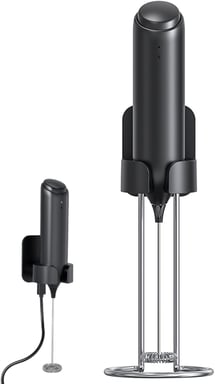 Mousseur à Lait Électrique Rechargeable USB avec Support de montage mural 2 en 1 noir