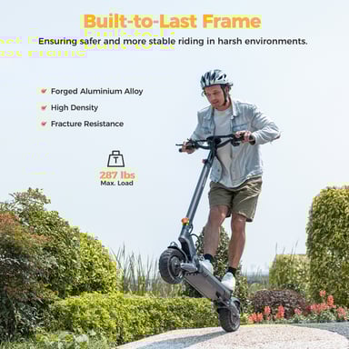 Ausom Trottinette Électrique, Batterie de 15,6Ah, Moteur Double, Pneus Tout-Terrain de 10''x3'', Freins E-ABS + Disques, Recharge Rapide, Suspension à Bras Oscillant, Autonomie de 70 km, Écran LCD de 4,5''