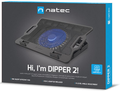 NATEC DIPPER 2 système de refroidissement pour ordinateurs portables 43,9 cm (17.3'') 650 tr/min Noir