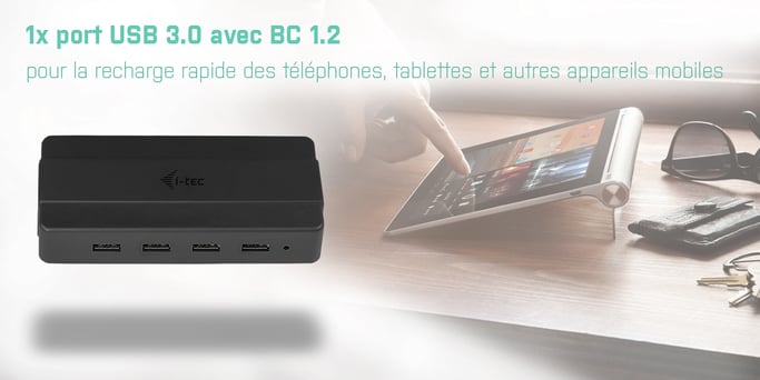 HUB di ricarica i-tec USB 3.0 a 4 porte + adattatore di alimentazione
