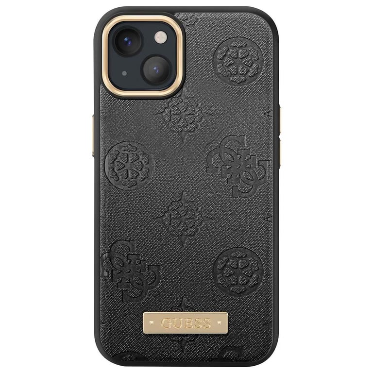 Guess Peony Logo Plate MagSafe - Coque pour iPhone 13 (Noir) - 3666339056667