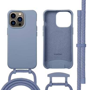 imoshion Coque arrière Color avec cordon amovible et MagSafe pour Apple iPhone 13 Pro - Ash Blue