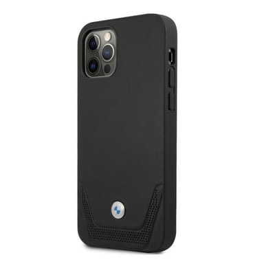 BMW Étui pour iPhone 12/12 Pro 6.1'' Cuir noir perforé