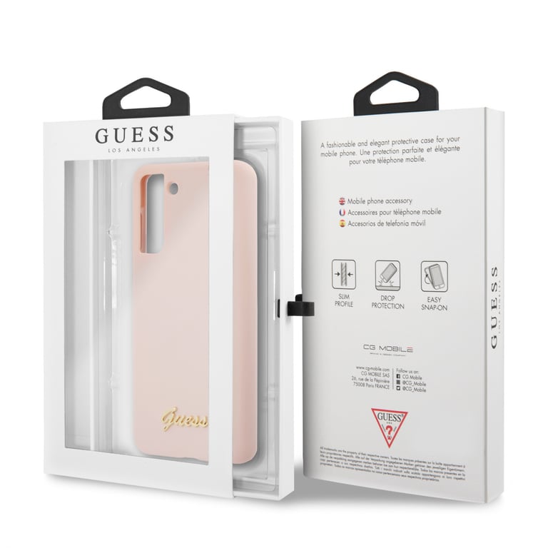 Guess GUHCS21MLSLMGLP Coque de Protection en Silicone pour S21+ G996 Rose