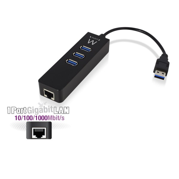 Ewent EW1140 station d'accueil USB 3.2 Gen 1 (3.1 Gen 1) Type-A Noir - Neuf
