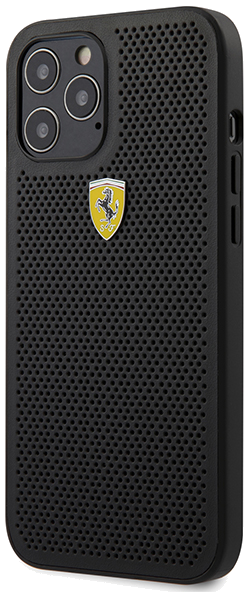 Étui Ferrari pour iPhone 12 Pro Max 6.7 Noir On Track Perforé
