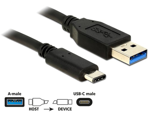 DeLOCK 1 m di cavo USB3.1-C/USB3.1-A USB 3.2 Gen 2 (3.1 Gen 2) USB A USB C Nero
