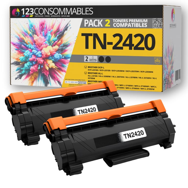 123CONSOMMABLES TN2420 Toner Compatible pour Brother DCP L2530DW MFC L2710DW HL L2350DW DCP L2510D HL L2375DW MFC L2730DW MFC L2750DW HL L2310D TN 2420 TN2410 TN 2410 Neuf - vue 2