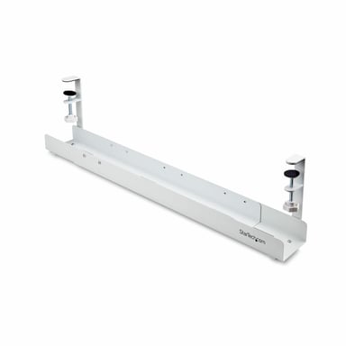 StarTech.com Bandeja Gestionador de Cables Negro - Soporte de Regleta - para Debajo del Escritorio - Ajustable en Longitud - Fijación con Mordaza - In