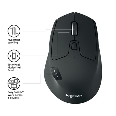Logitech M720 RF Mouse senza fili per destrorsi + Bluetooth Ottico 1000 DPI
