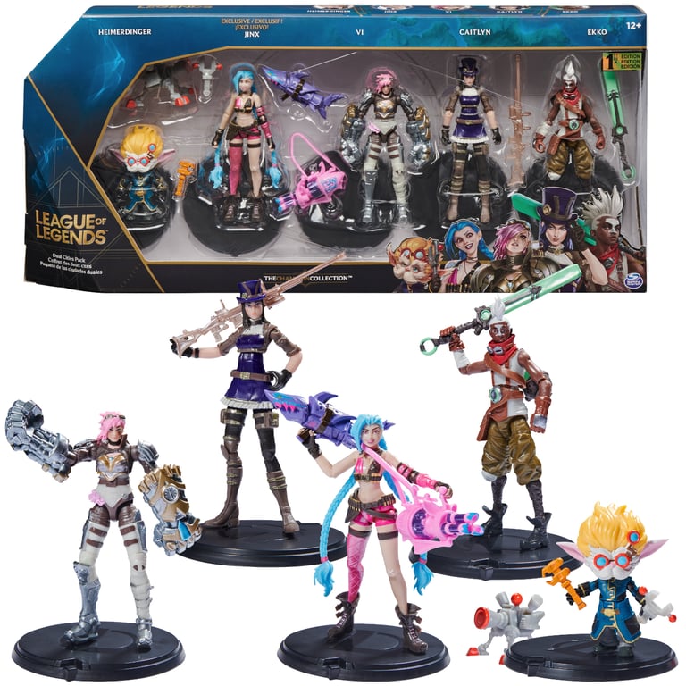 League of Legends - COFFRET 5 FIGURINES 10 CM - Coffret des Deux Cités 5 Figurines Articulées 10 cm A Collectionner - Avec Détails Qualité Et Accessoires - 6062218 - Jouet Enfant 12 ans et + - Neuf