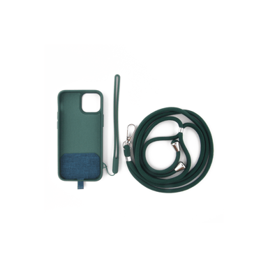 JAYM - Custodia in silicone verde abete per Apple iPhone 14 Pro - Collo e cinturino inclusi - Fodera 100% microfibra
