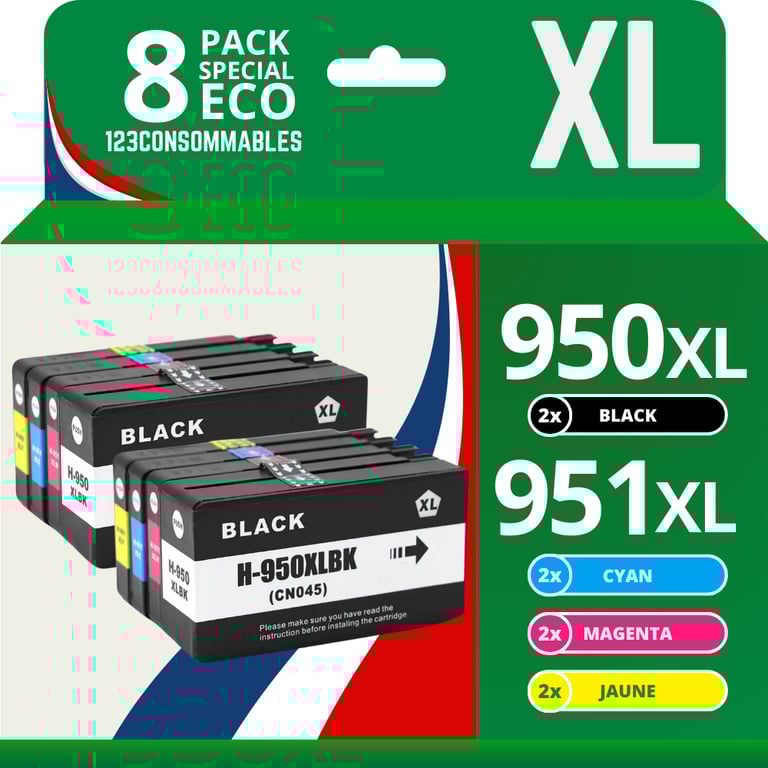 123CONSOMMABLES 950XL 951XL Cartouches d'encre compatible avec HP 950XL 951XL pour HP Officejet Pro 8600 8620 8610 8100 8615 8625 8630 8640 251dw 276dw Neuf - vue 7